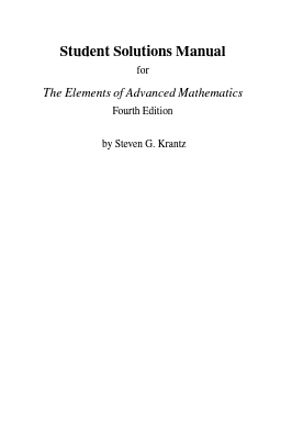 [Solutions Manual]The Elements of Advanced Mathematics (4th Edition) - Pdf